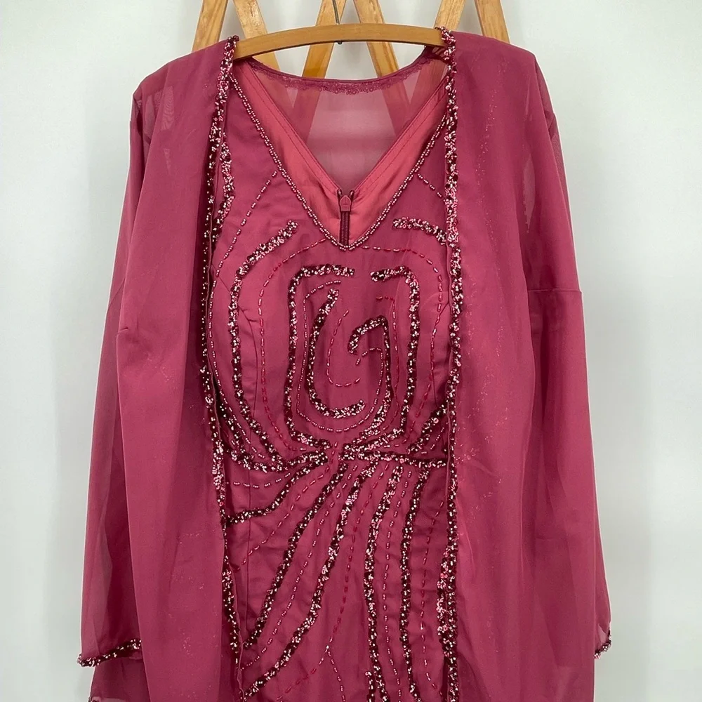Elegant Burgundy Gown, Mother of the Bride